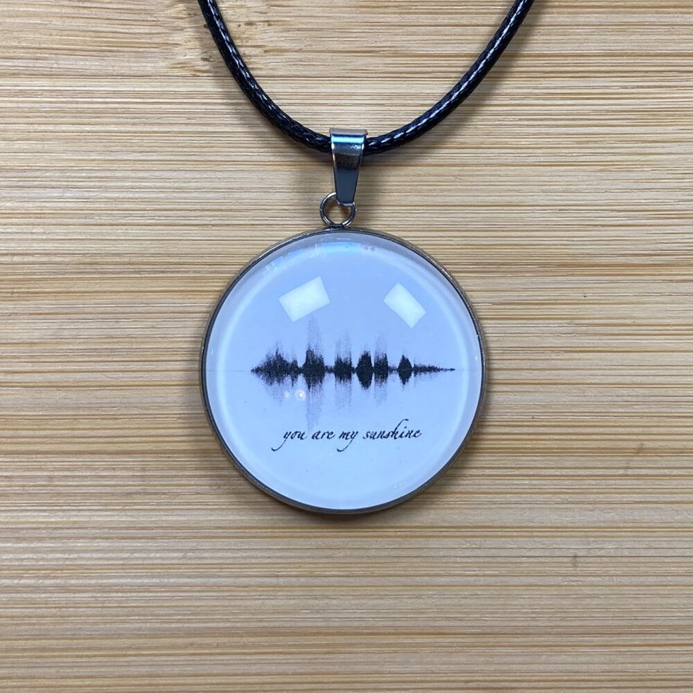 NEW You Are My Sunshine Soundwave Stainless Steel Necklace 20in Cord Handmade - Picture 2 of 3